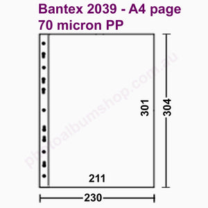 Schematic diagram of Bantex 2039 archival A4 pockets from The Photo Album Shop