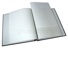 Open Black Buckram A3 archival scrapbook album showing partially removed page insert from The Photo Album Shop