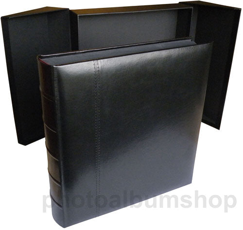 Glorious Leather large black jumbo drymount photo albums with black pages and box