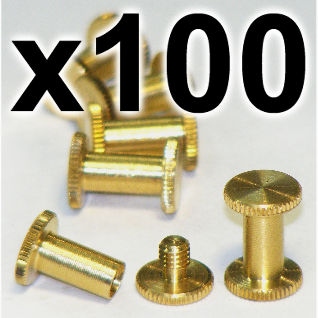 BULK PACK of 100 x Brass Chicago knurled head interscrews 10mm