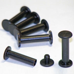 Black zinc-coated brass Chicago interscrews post and screw set 20mm from The Photo Album Shop