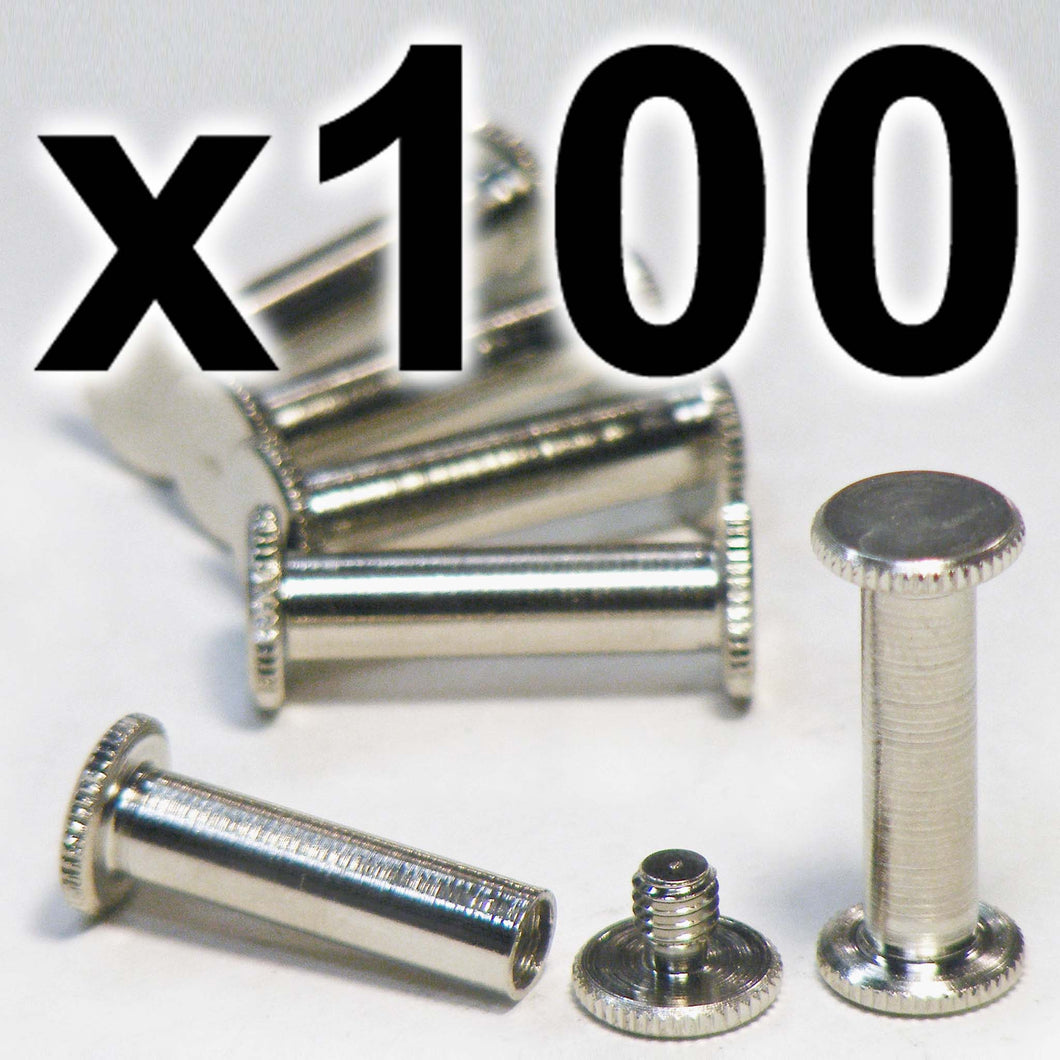 BULK PACK of 100 x Silver Chicago interscrews 20mm