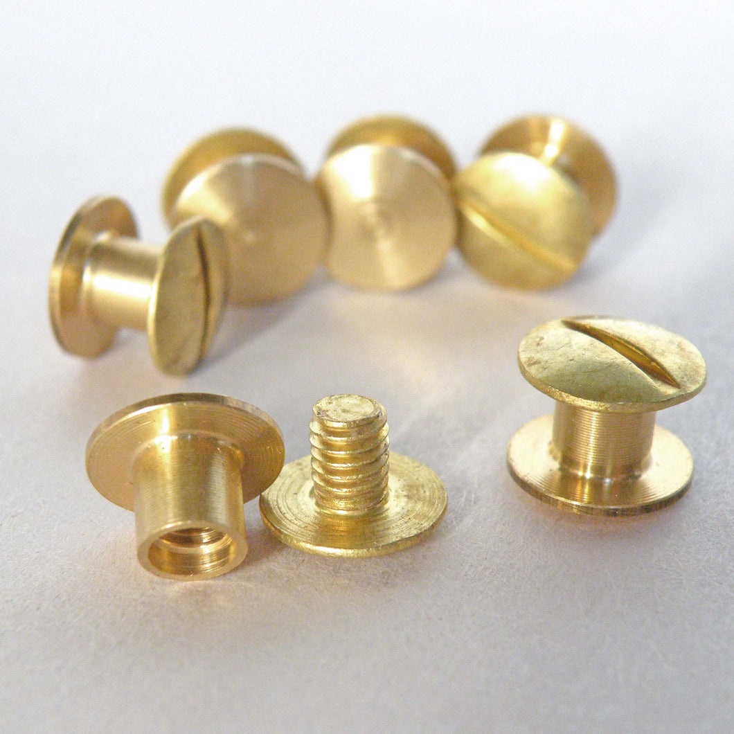 Brass Chicago slotted head interscrews post and screw set 5mm pack of 6