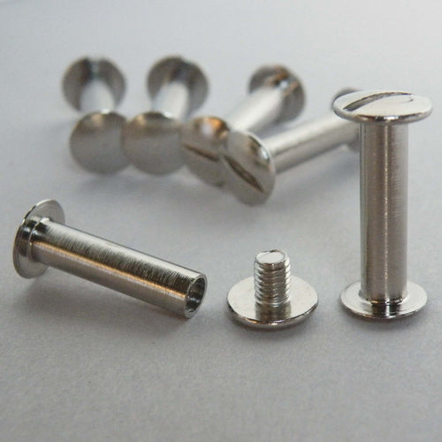 Nickel plated silver ledger screws 20mm from The Photo Album Shop