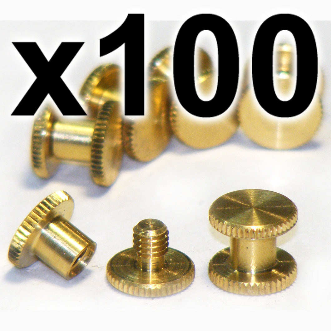 BULK PACK of 100 x Brass Chicago knurled head interscrews 5mm