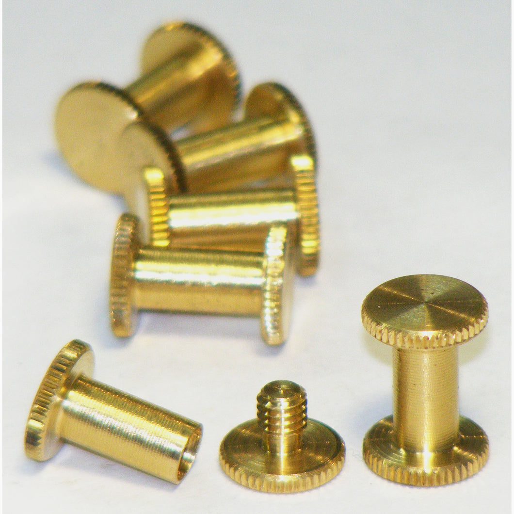 Brass Chicago knurled head interscrews 10mm (pack of 6)