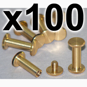 BULK PACK of 100 x Brass Chicago knurled head interscrews 15mm