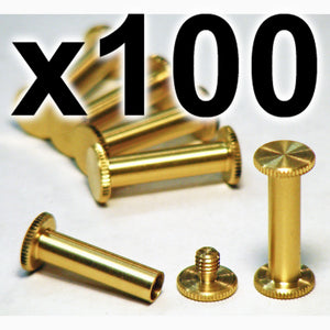 BULK PACK of 100 x Brass Chicago knurled head interscrews 20mm