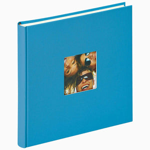 FA205U Fun small photo album bright ocean blue with window and white pages
