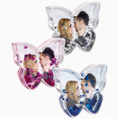 Glitter Butterfly snowglobe-style photo holders with butterflies