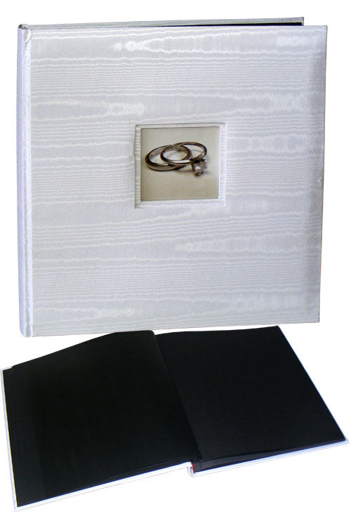 Buy Wedding Silk medium black page photo albums with window from The Photo Album Shop in Sydney, Australia