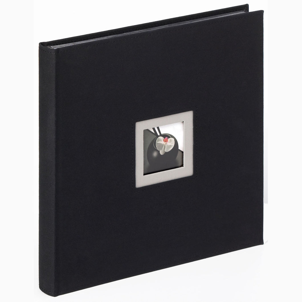 Black & White square linen photo albums with window
