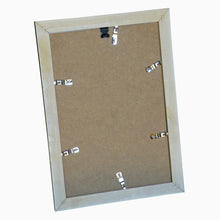 Reverse of Home HO030W A4 timber photo frame showing six metal swivel clips and metal hanger
