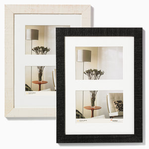 Rough timber double 7x5 photo frames in black or cream from photoalbumshop.com.au